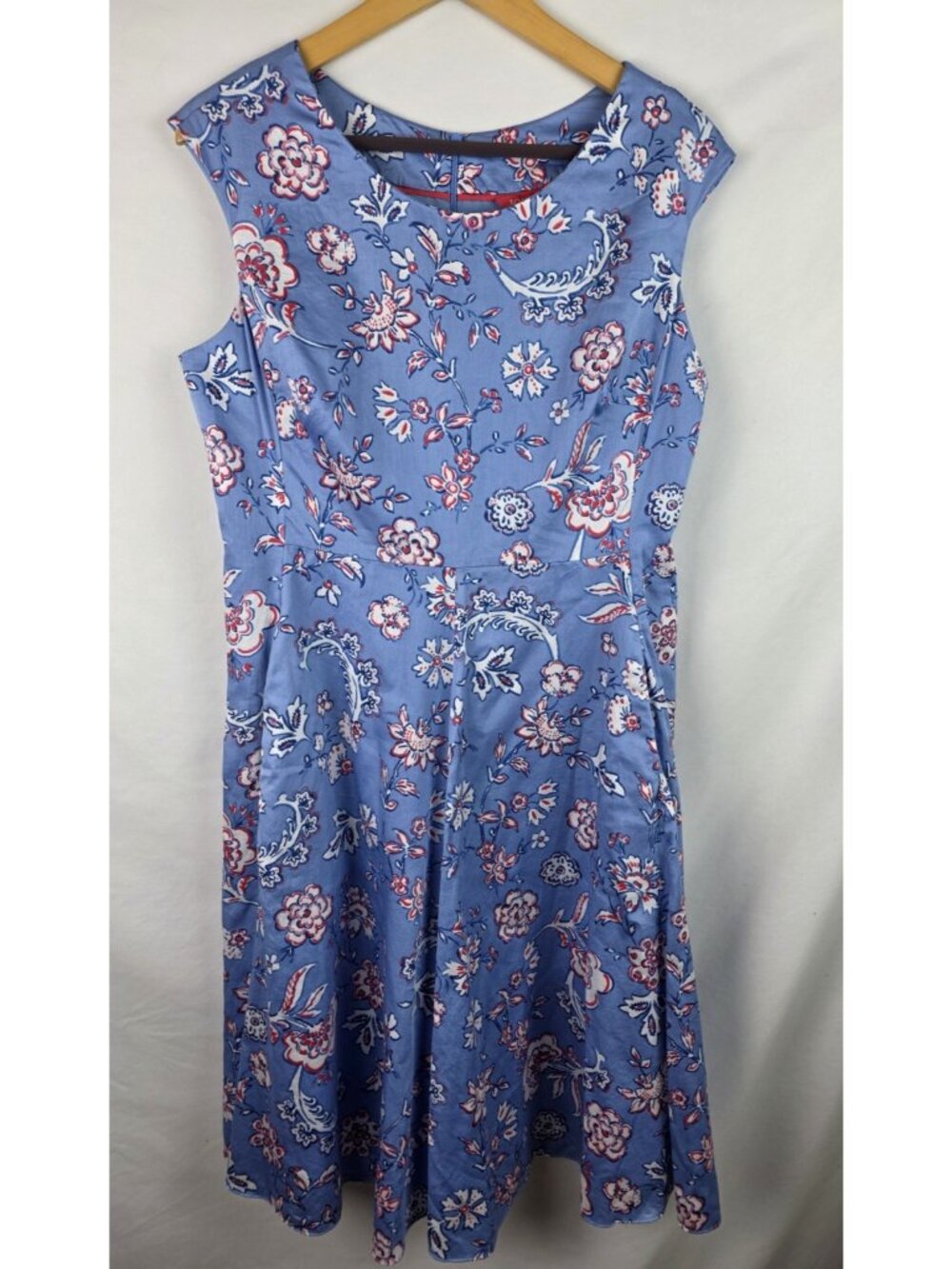 Joules Women's Dress Size 10 Blue Floral Sleeveless A-Line Dress Pockets Amelie